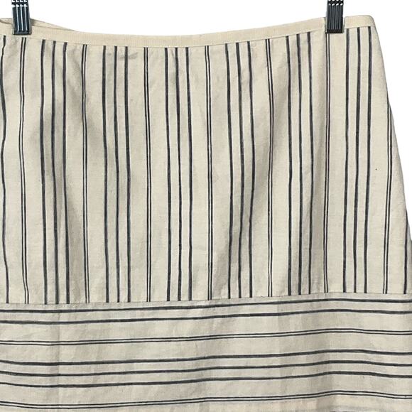 Madewell Linen Gamine Mini Skirt in Stripe Play White Blue Mini Skirt sz 4 - Picture 7 of 11